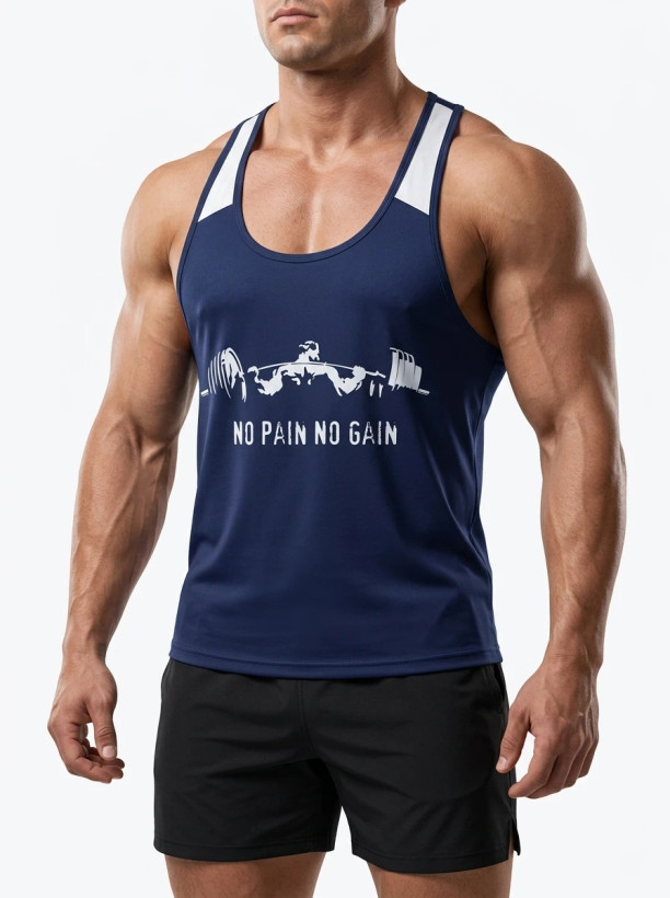 رکابی بدنسازی مردانه طرح no pain no gain قهرمانی با ۵ رنگ 😎